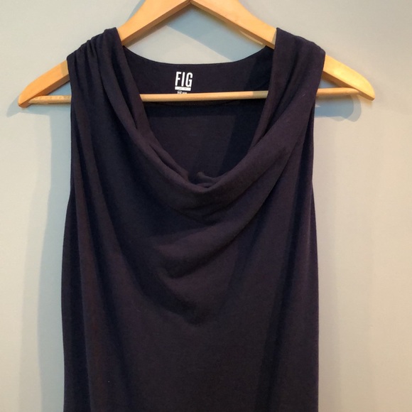 FIG safari midi sleeveless cowl neck blue dress XS - Picture 3 of 7